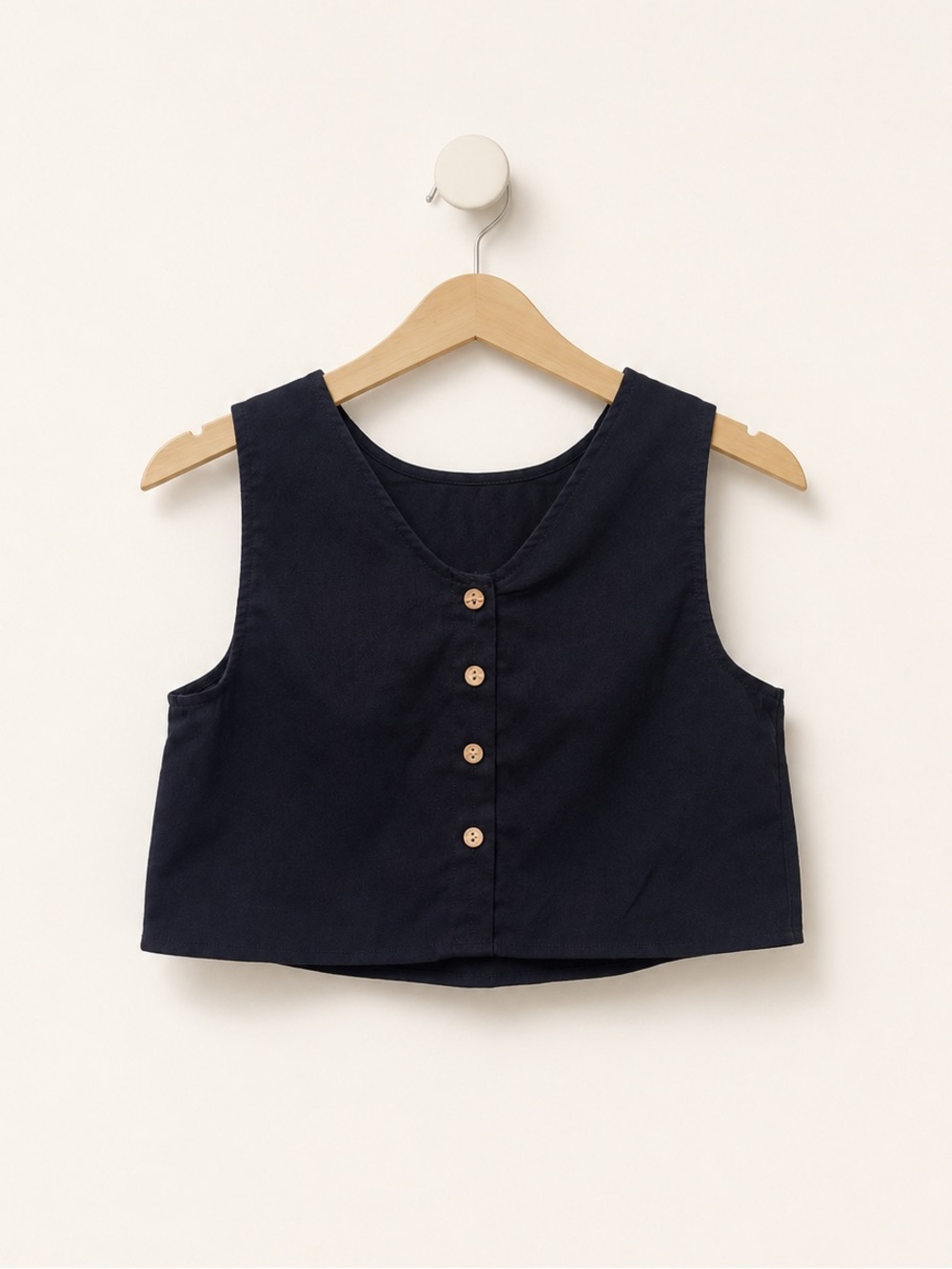 Button-Front Cropped Tank Top